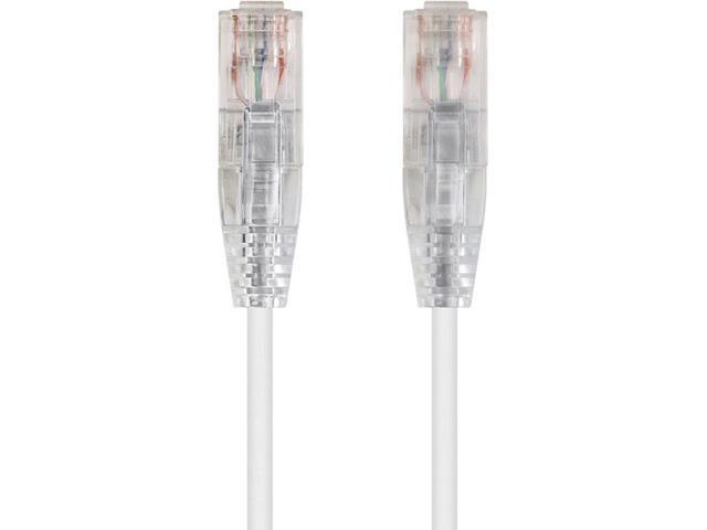 Monoprice Cat6 Ethernet Patch Cable - 1 feet - White Snagless RJ45 Stranded 550MHz UTP CMR Riser Rated Pure Bare Copper Wire 28AWG - SlimRun Series