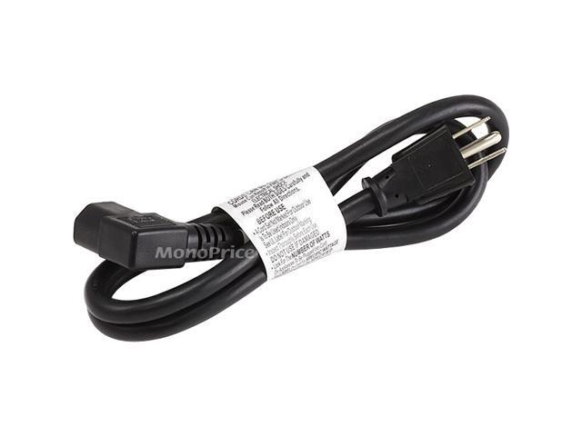 Monoprice 3ft 16AWG Power Cord w/ 3 Conductor PC Power Connector Socket, 13A (NEMA 5-15P to Right Angle IEC-320-C13)