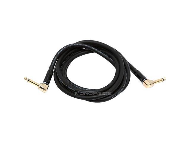 Monoprice Premier Series 1/4 Inch (TS) Right Angle Male to Right Angle Male 16AWG Audio Cable Cord - 10 Feet- Black (Gold Plated)