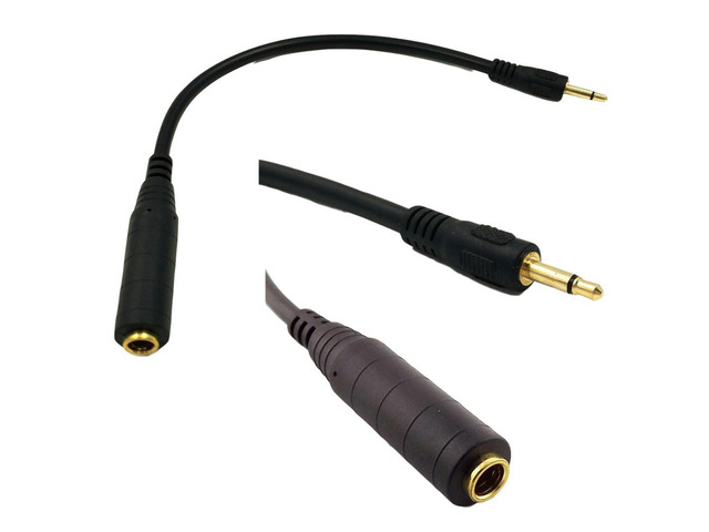 1pc 1Ft 3.5mm 1/8' Male to 6.35mm 1/4 Female Mono Audio Adapter Converter Connector Cord Black Cable