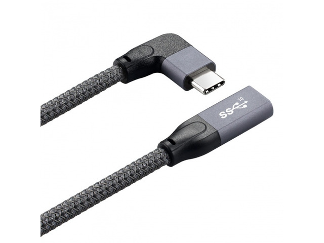CY Left Right Angled USB-C USB 3.1 Type C Male to Female Extension Data Cable with Sleeve for Laptop UC-238-RI