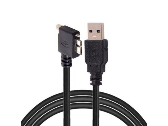 CY 5.0M 90 Degree Left Angled Micro USB Screw Mount to 3.0 Data Cable for Industrial Camera U3-044-LE-5.0M