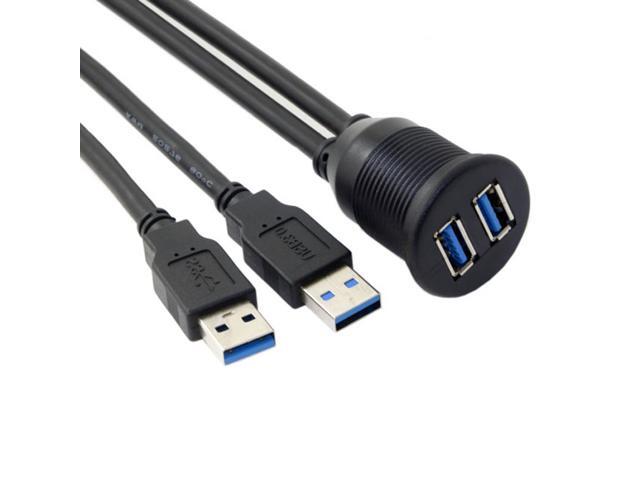 CY 1m Waterproof Dual USB 3.0 Extension AUX Flush Mount Car Mount Extension Cable for Dashboard Panel U3-383-2P-1.0M