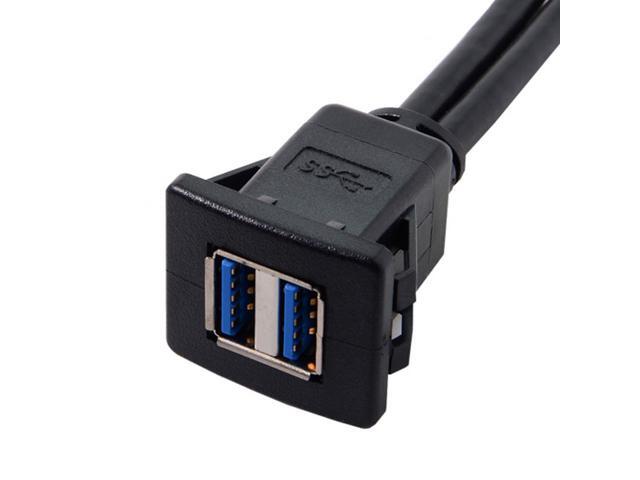 CY 1m Waterproof Dual USB 3.0 Extension Latch Mount Car AUX Cable for Dashboard Panel U3-030-2P