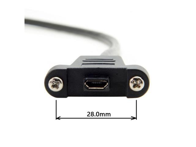 CY Micro USB 5Pin Male to Female Extension Panel Mount Type Cable with Screws 50cm U2-351-0.5M