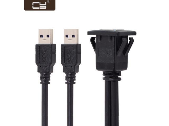 CY 1m Waterproof Dual USB 3.0 Extension Latch Mount Car AUX Cable for Dashboard Panel U3-030-2P