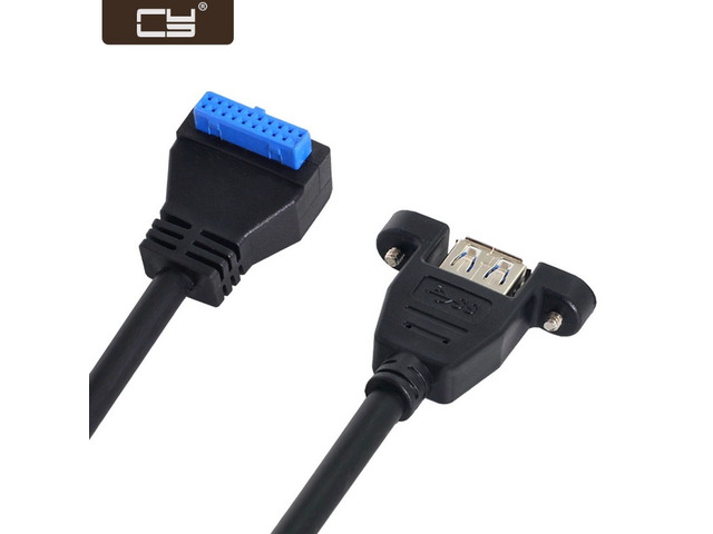 CY USB 3.0 Single Port A Female Screw Mount Type to Up Angled Motherboard 20pin Header Cable 90 Degree U3-384-UP