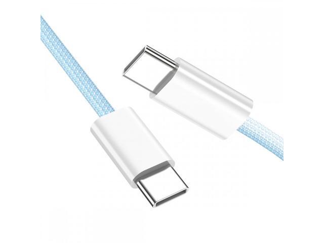 Cablecc 1.0M USB-C Type C Male to Male PD 27W 65W Power 480Mbps Data Cable Blue Sleeve for Phone & Tablet & Laptop