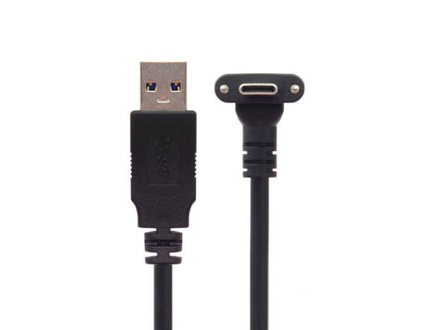 CY 5.0M Down Up Angled USB 3.1 Type-C Dual Screw Locking to Standard USB3.0 Data Cable 90 Degree for Camera UC-128-5.0M
