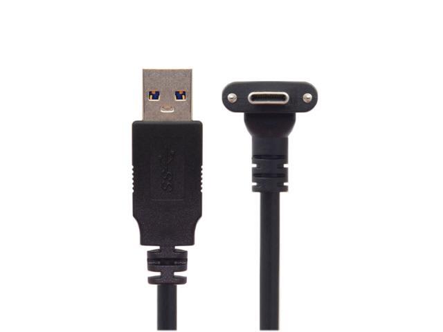 CY 5.0M Down Up Angled USB 3.1 Type-C Dual Screw Locking to Standard USB3.0 Data Cable 90 Degree for Camera UC-128-5.0M