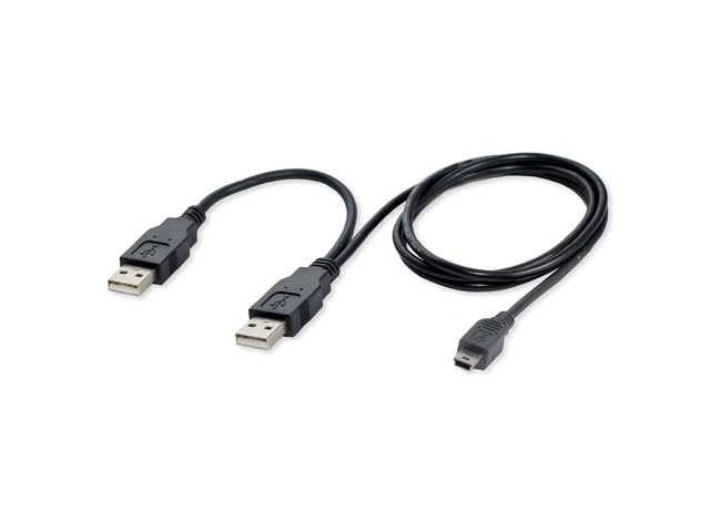 CY USB2.0 Dual two A type Male to Mini 5-Pin male Y Cable,for Hard Disk Drive Case U2-023-BK