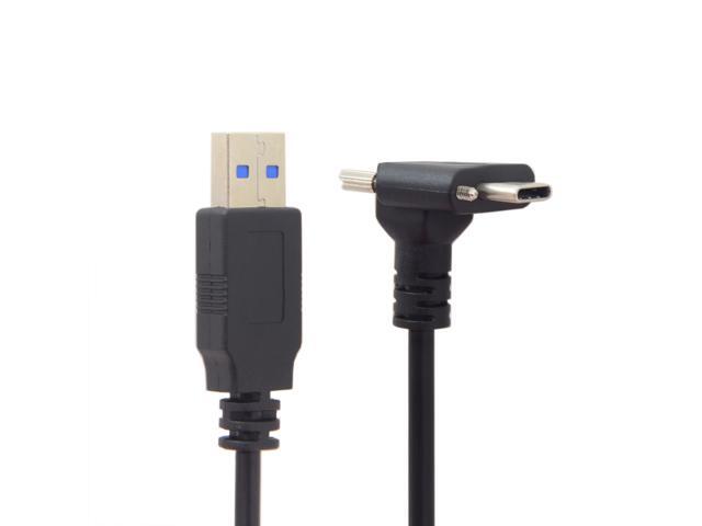CY 5.0M Down Up Angled USB 3.1 Type-C Dual Screw Locking to Standard USB3.0 Data Cable 90 Degree for Camera UC-128-5.0M