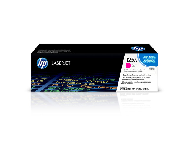 Original 125A Magenta Toner Cartridge Works Color LaserJet CM1312 MFP Series, Color LaserJet CP1215, CP1515, CP1518 Series CB543A