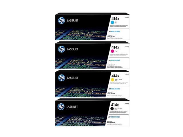 HP 414X High-Yield Toner Cartridge 4-Pack (Black, Cyan, Magenta, Yellow) Works with Color LaserJet Enterprise M455dn, MFP M480f, Pro M454, MFP...