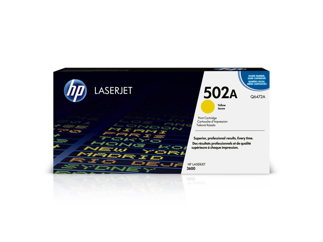 Original 502A Yellow Toner Cartridge Works Color LaserJet 3600 Series Q6472A