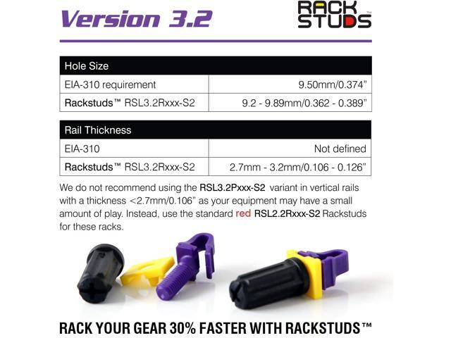 Rackstuds P20 Rack Mount Solution Series II - No More Cage Nuts! The Easiest and Safest Server Rack Solution in 19' Racks with Square Punched...