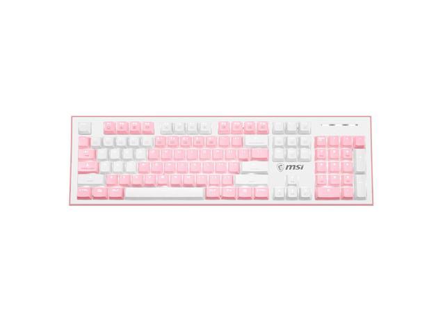 MSI GK50Z PIXEL RGB Gaming Keyboard, RGB LED Backlit Illuminated 104 Key Keyboard, Cherry MX RGB Blue, PBT keycap, For Windows PC Games (Pink)