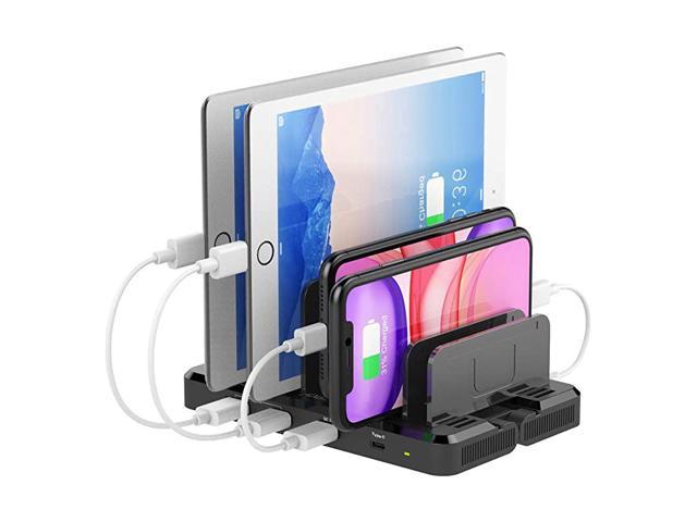 USB C Fast Charging Station for Multiple Devices, 96W 8-Ports Charging Dock Station Organizer with Quick Charge 3.0+USB C Ports, Wall Mount. photo