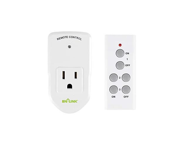 Wireless Remote Control Electrical Outlet Switch for Lights, Fans, Christmas Lights, Small Appliance, Long Range White 10A/1200W, 1 Remote + 1 Outlet photo