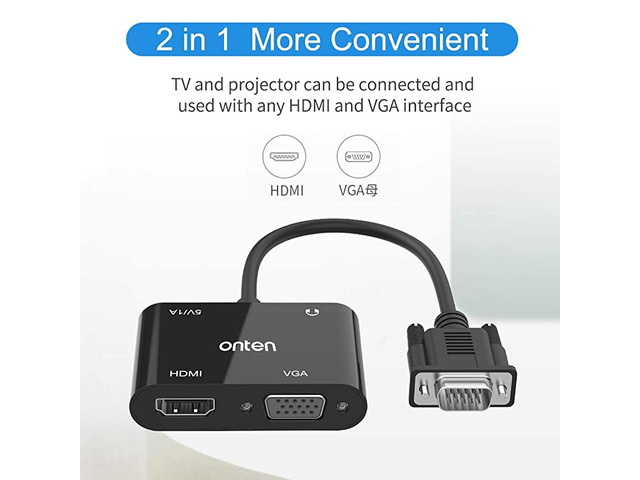 VGA to HDMI VGA Adapter VGA Splitter 1 VGA in HDMI VGA 2 Out VGA HDMI Interface Display at The Same time VGA to HDMI VGA Adapter for Computer...