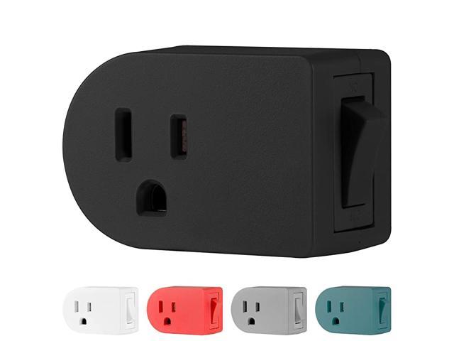 Grounded Outlet On/Off Power Switch, 3 Prong, Plug in Adapter, Easy to Install, For Indoor Lights and Small Appliances, Energy Saving, Black. photo