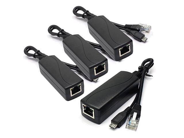 4Pack Active 5V 24A PoE Splitter Adapter IEEE 8023af Compliant Micro USB 48V to 5V24A for Tablets Dropcam or Raspberry Pi IPC IP Camera and More
