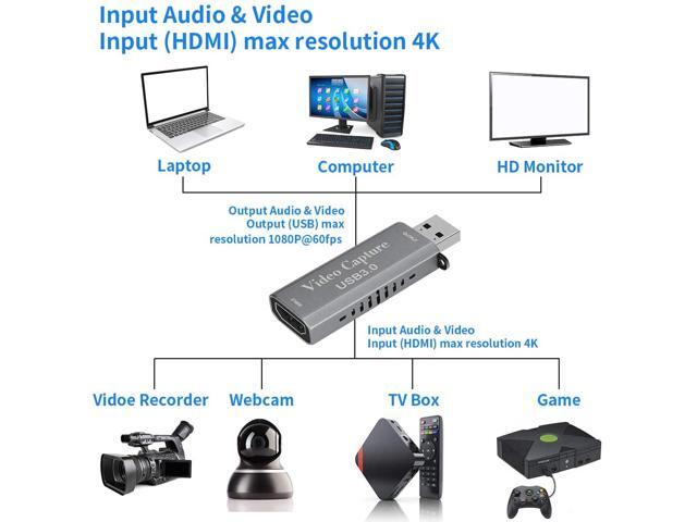 HDMI To USB 3.0 Video Capture Card 1080P HD Recorder Game/Video Live Streaming For Windows, Android & MacOS Suitable For High-definition...