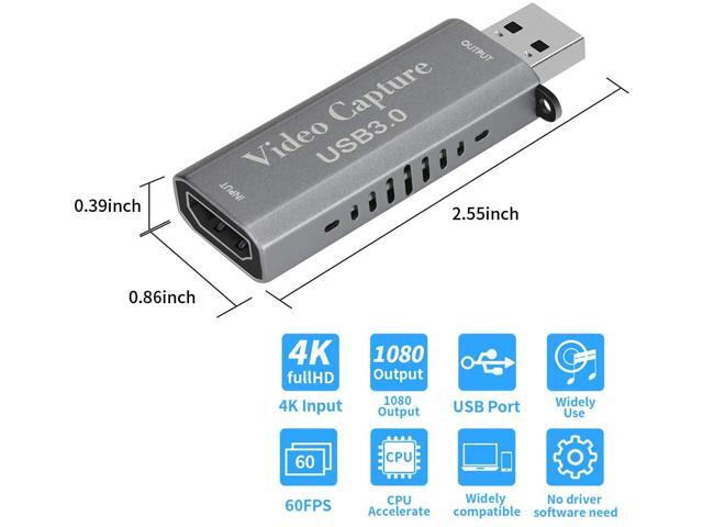 HDMI To USB 3.0 Video Capture Card 1080P HD Recorder Game/Video Live Streaming For Windows, Android & MacOS Suitable For High-definition...
