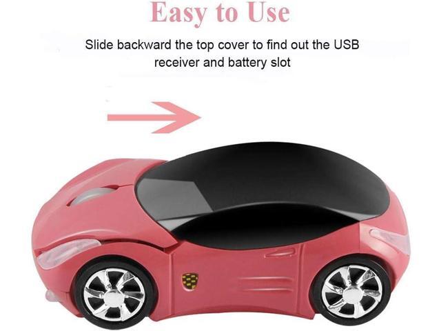 CHUYI Small Cool Sports Car Shaped Wireless Mouse Portable Optical Mini Cordless Mice with USB Receiver for Business Travel Office Home School Gift...