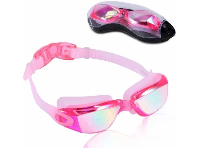Goggles for Men Women Teens, Anti-Fog UV-Protection Leak-Proof(Pink Mirrored Colorful)