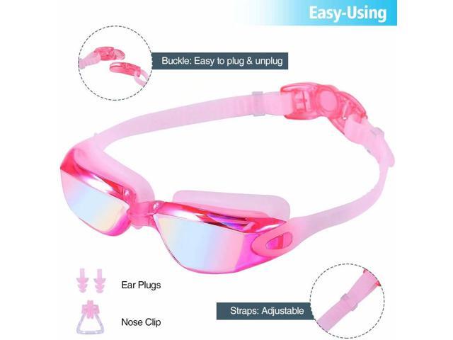 Goggles for Men Women Teens, Anti-Fog UV-Protection Leak-Proof(Pink Mirrored Colorful)