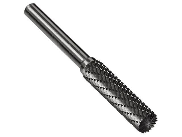 Drill America DUL Series Solid Carbide Bur, Double Cut, SB3A Cylindrical - End Cut, 1/4' Shank, 3/8' Head Diameter, 1' Cutting Length (Pack of 1)