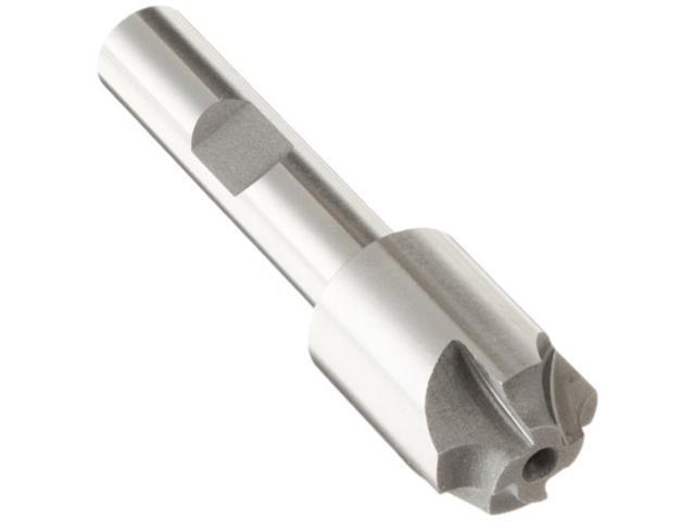 Drill America DWCC Series High-Speed Steel End Mill, Polished Finish, Corner Rounding, 1/2' Cutting Length, 1/8' Cutting Diameter, 3' Length, 5/8'...