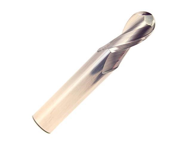 Drill America MMO3/16-2FSE-BN Solid Carbide End Mill, Polished Finish, 2 Flute, Ball End, 5/8' Cutting Length, 3/16' Cutting Diameter, 2' Length,...