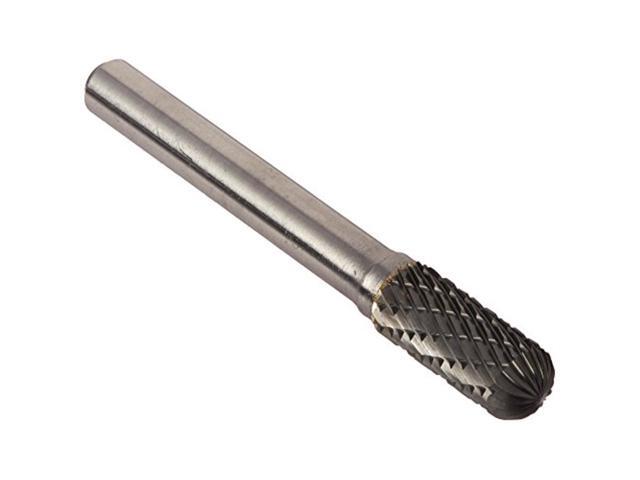 Drill America DUL Series Solid Carbide Bur, Double Cut, SC2 Cylindrical - Radius End, 1/4' Shank, 5/16' Head Diameter, 3/4' Cutting Length (Pack of 1)