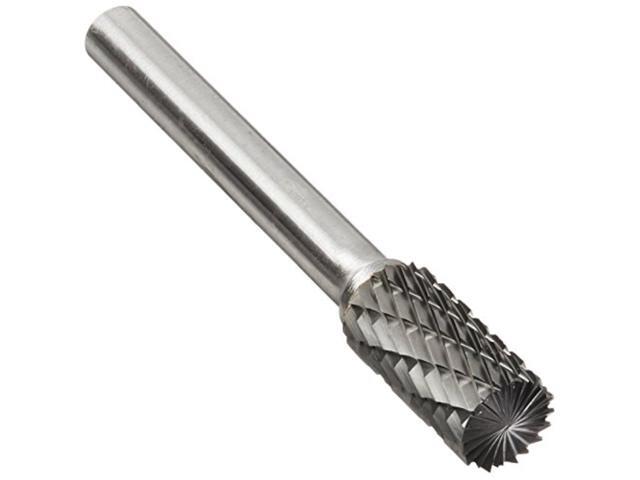 Drill America DUL Series Solid Carbide Bur, Double Cut, SB3 Cylindrical - End Cut, 1/4' Shank, 3/8' Head Diameter, 3/4' Cutting Length (Pack of 1)