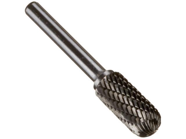 Drill America DUL Series Solid Carbide Bur, Double Cut, SC5 Cylindrical - Radius End, 1/4' Shank, 1/2' Head Diameter, 1' Cutting Length (Pack of 1)