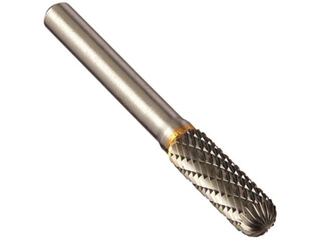 Drill America DUL Series Solid Carbide Bur, Double Cut, SC2A Cylindrical - Radius End, 1/4' Shank, 5/16' Head Diameter, 1' Cutting Length (Pack of 1)