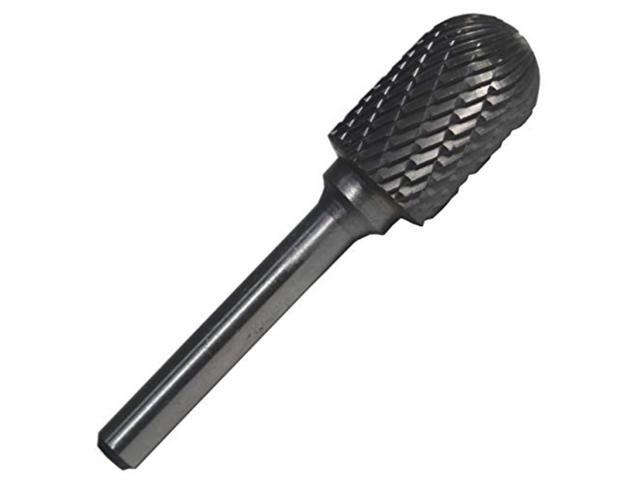 Drill America DUL Series Solid Carbide Bur, Double Cut, SC5NF Cylindrical - Radius End, 1/4' Shank, 1/2' Head Diameter, 1' Cutting Length (Pack of 1)