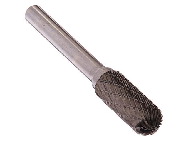 Drill America DUL Series Solid Carbide Bur, Double Cut, SC3A Cylindrical - Radius End, 1/4' Shank, 3/8' Head Diameter, 1' Cutting Length (Pack of 1)