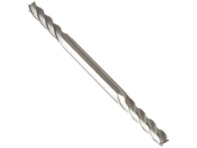 Drill America DWCF Series High-Speed Steel End Mill, Polished Finish, 4 Flute, Square End, 7/8' Cutting Length, 11/64' Cutting Diameter, 3-1/4'...