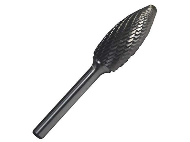 Drill America DUL Series Solid Carbide Bur, Double Cut, SH2 Flame, 1/4' Shank, 5/16' Head Diameter, 3/4' Cutting Length (Pack of 1)