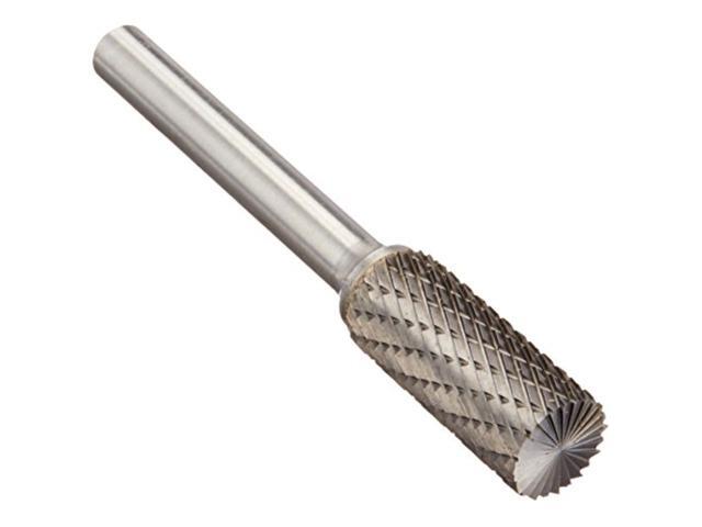 Drill America DUL Series Solid Carbide Bur, Double Cut, SB4 Cylindrical - End Cut, 1/4' Shank, 7/16' Head Diameter, 1' Cutting Length (Pack of 1)
