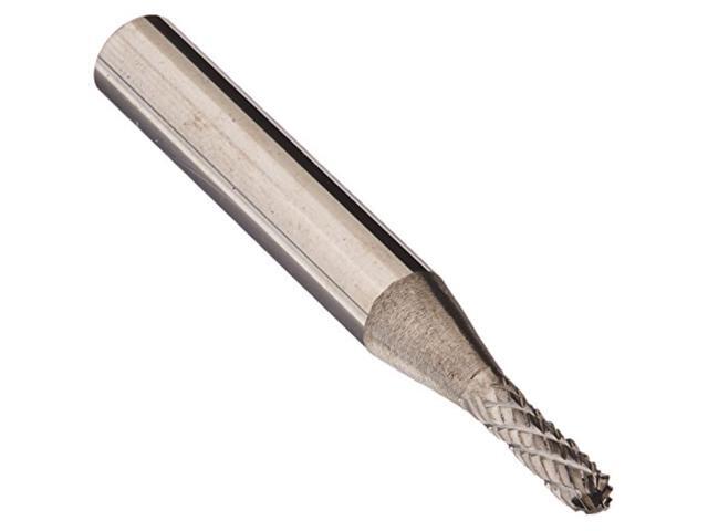 Drill America DUL Series Solid Carbide Bur, Double Cut, SC11 Cylindrical - Radius End, 1/4' Shank, 1/8' Head Diameter, 1/2' Cutting Length (Pack of 1)