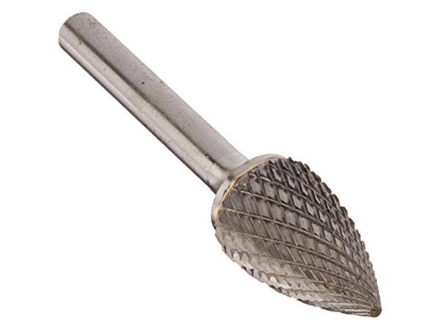 Drill America DUL Series Solid Carbide Bur, Double Cut, SG6 Tree - Pointed End, 1/4' Shank, 5/8' Head Diameter, 1' Cutting Length (Pack of 1)