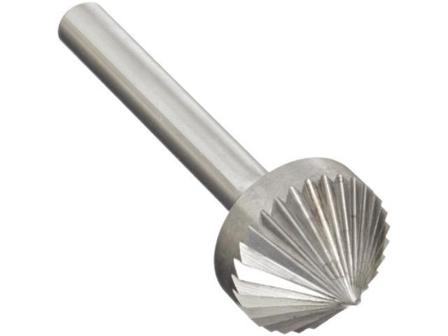 Drill America DUL Series Solid Carbide Bur, Double Cut, SK9 90 Degrees Angle, 1/4' Shank, 1' Head Diameter, 1/2' Cutting Length (Pack of 1)