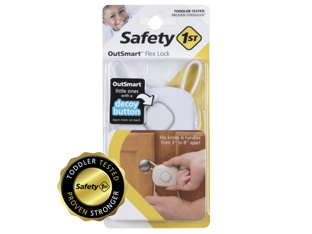 Safety 1st Outsmart Flex Child Safety Lock: Non-Adhesive Plastic, Tool-Free Assembly, Pressure-Mounted, Integrated Locking Mechanism