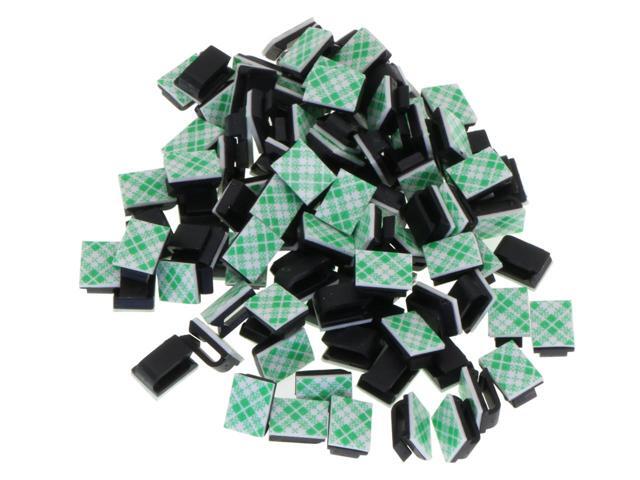 XINCA Adhesive Cable Clips Sticky Tack Cord Holder Wire Organizer Desk Accessories Wire Hider 100pcs Black for Cat6 Cat5 and Cat7 Flat Ethernet...
