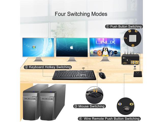 CKLau Dual Port Triple Monitor KVM Switch Displayport with Audio Output, USB 2.0 Hub and Cables Support Extended Display Resolution Up to...