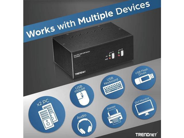 TRENDnet TK-232DV, 2-Port Dual Monitor DVI KVM Switch with Audio, 2-Port USB 2.0 Hub, Digital Resolutions up to 1920 x 1200, Analog Resolutions up...